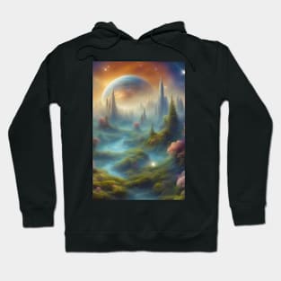 The Moon and Rock Spires Dominated Landscape Hoodie